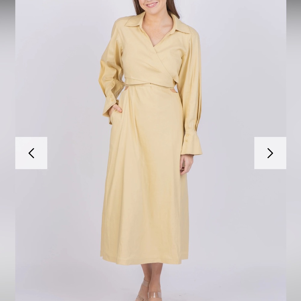 Jonathan Simkhai Yellow Buttoned Long Sleeve Dress